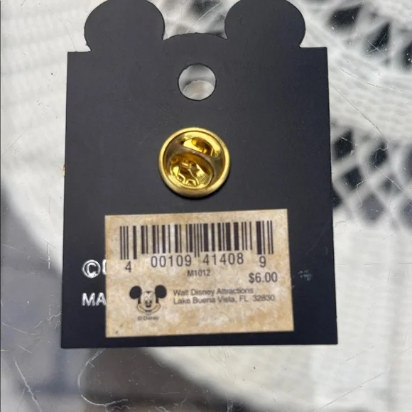 Disney Animal Kingdom Mickey Dinosaur Skull Gold Black Enamel Brooch - Picture 2 of 3